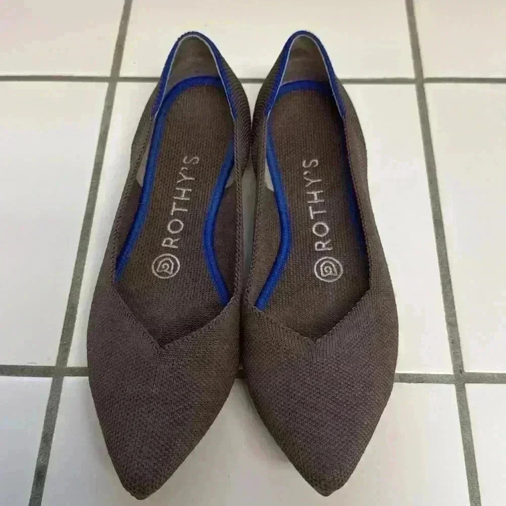 Rothy's Ponts in Mink Purple with Blue Heel Trim Size Women's 6 - Picture 2 of 7